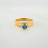 Anillo Solitario Corazones 2.45g / T7 Oro Amarillo 18K