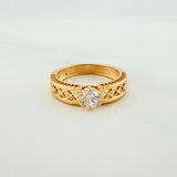 Anillo Solitario Corazones 4.3g / T7 1/4 Oro Amarillo 18K