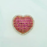 Dije Corazón Tupido 7.1g / 2cm Dos Oros Amarillo Blanco 18K