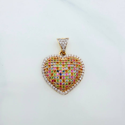 Dije Corazón Tupido 3.1g / 2.5cm Dos Oros Amarillo Blanco 18K