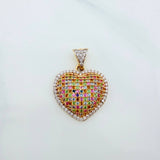 Dije Corazón Tupido 3.1g / 2.5cm Dos Oros Amarillo Blanco 18K
