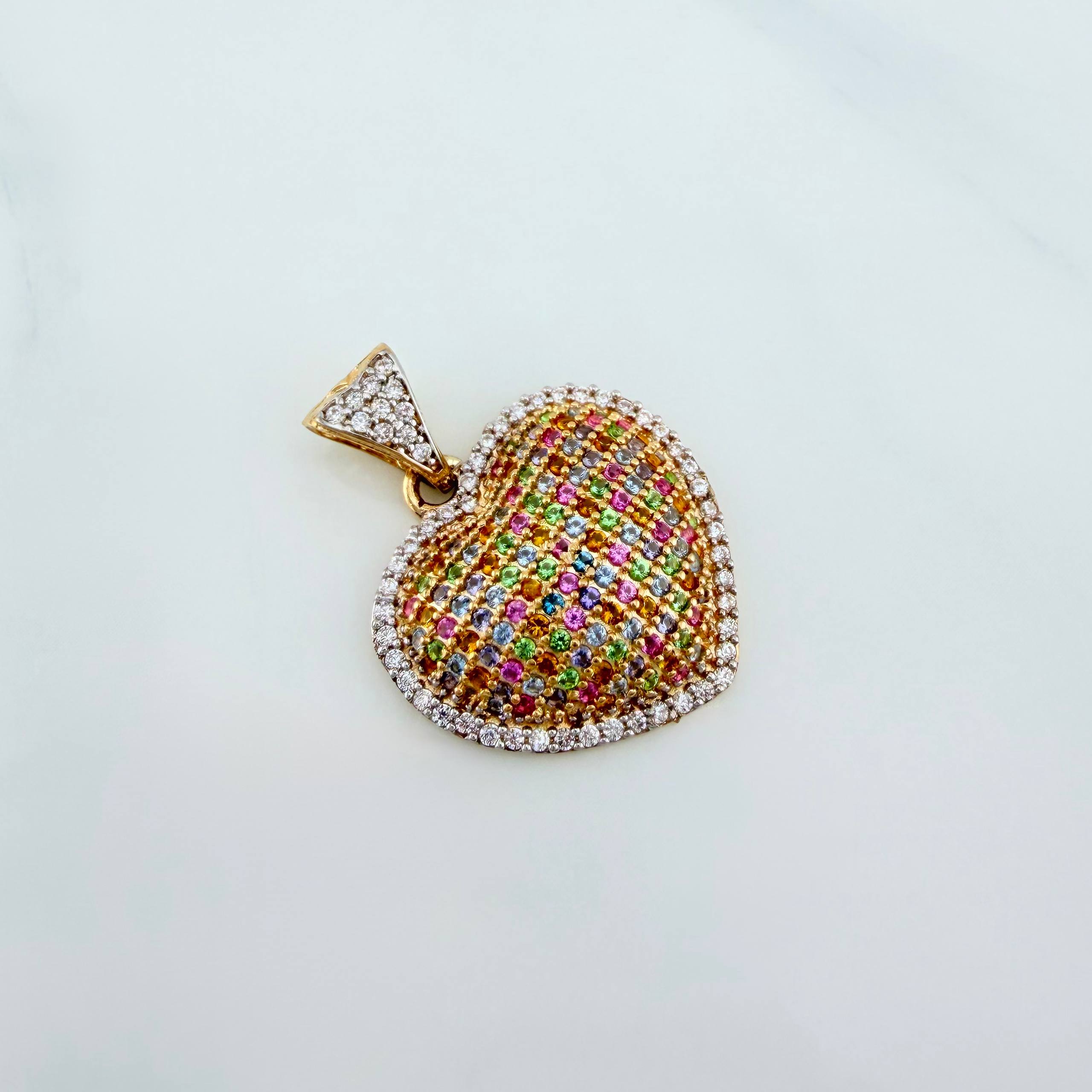 Dije Corazón Tupido 3.1g / 2.5cm Dos Oros Amarillo Blanco 18K