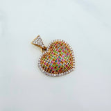 Dije Corazón Tupido 3.1g / 2.5cm Dos Oros Amarillo Blanco 18K