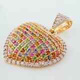 Dije Corazón Tupido 3.1g / 2.5cm Dos Oros Amarillo Blanco 18K
