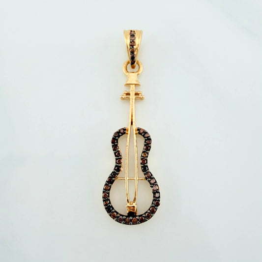 Dije Guitarra 1.9g / 3.7cm Dos Oros Negro Amarillo 18K