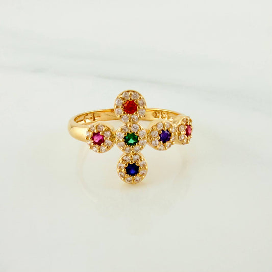 Anillo Cruz Tupida 2.4g / T6 3/4 Oro Amarillo 18K