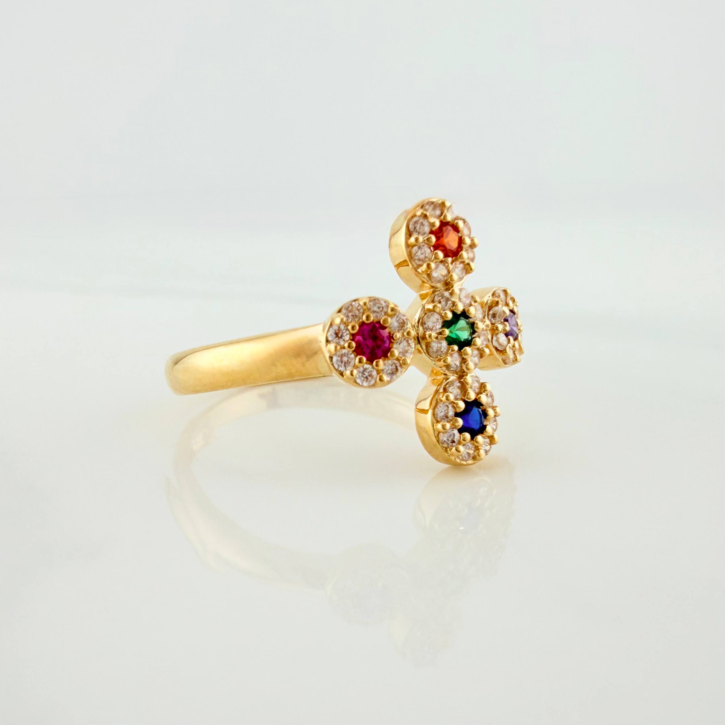 Anillo Cruz Tupida 2.4g / T6 3/4 Oro Amarillo 18K
