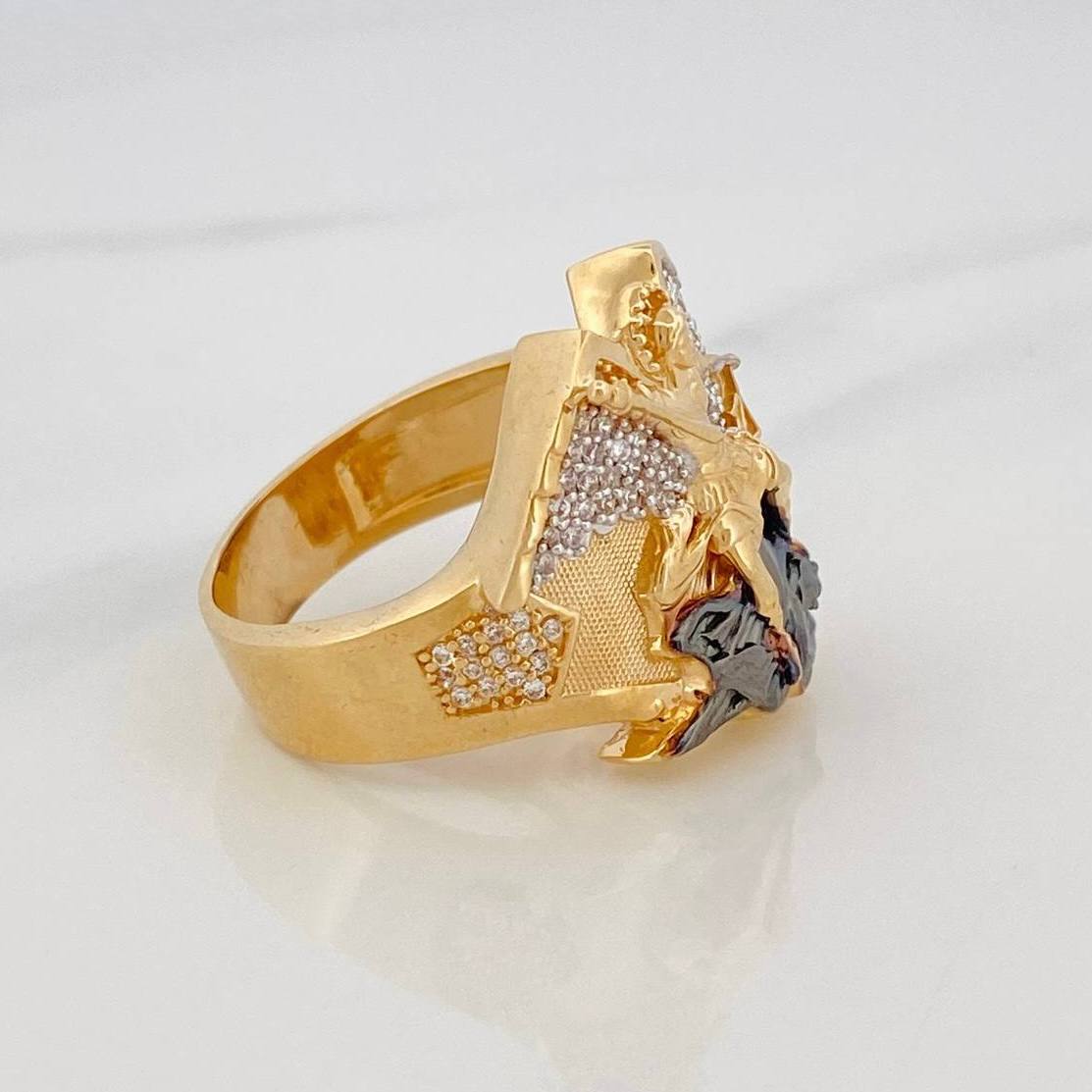 Anillo San Miguel Arcángel 15.5g / T10 1/2 Tres Oros 18K