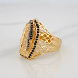 Anillo Virgen Guadalupe 8.4g / T11 1/4 Dos Oros Negro Amarillo 18K