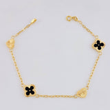 Pulso Cajón Trébol Corazón Diamantado 2.65g / 18.5cm / 1.6mm Oro Amarillo 18K