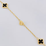 Pulso Cajón Trébol Corazón Diamantado 2.65g / 18.5cm / 1.6mm Oro Amarillo 18K