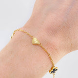 Pulso Cajón Trébol Corazón Diamantado 2.65g / 18.5cm / 1.6mm Oro Amarillo 18K