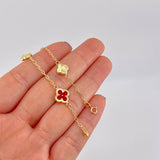 Pulso Cajón Trébol Diamantado 2.7g / 18.6cm / 1.6mm Oro Amarillo 18K