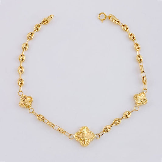 Pulso GC Trébol Diamantado 3.1g / 18.6cm / 3.4mm Oro Amarillo 18K