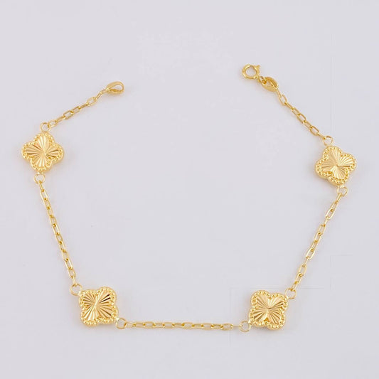 Pulso Cajón Trébol Diamantado 2.95g / 18.9cm / 1.6mm Oro Amarillo 18K