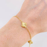 Pulso Cajón Trébol Diamantado 3.15g / 18.6cm / 1.6mm Oro Amarillo 18K