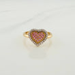 Anillo Corazon Tupido 2.5gr / 5 1.4 / Dos Oros Amarillo Blanco 18K &