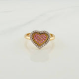 Anillo Corazon Tupido 2.5gr / 5 1.4 / Dos Oros Amarillo Blanco 18K &