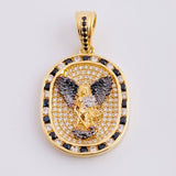 Dije Placa San Miguel 6.9g / 3.4cm Dos Oros Amarillo Blanco 18K