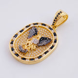 Dije Placa San Miguel 6.9g / 3.4cm Dos Oros Amarillo Blanco 18K