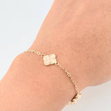 Pulso Cajón Trébol Diamantado 2.75g / 18.9cm / 1.6mm Oro Amarillo 18K