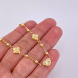 Pulso Militar Trébol Corazón Diamantado 2.6g / 19cm / 2.7mm Oro Amarillo 18K