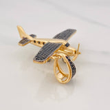 Dije Avioneta 8.35g / 4.7cm Dos Oros Negro Amarillo 18K
