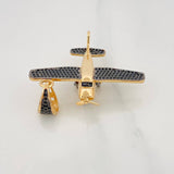 Dije Avioneta 8.35g / 4.7cm Dos Oros Negro Amarillo 18K