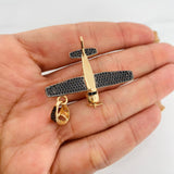 Dije Avioneta 8.35g / 4.7cm Dos Oros Negro Amarillo 18K