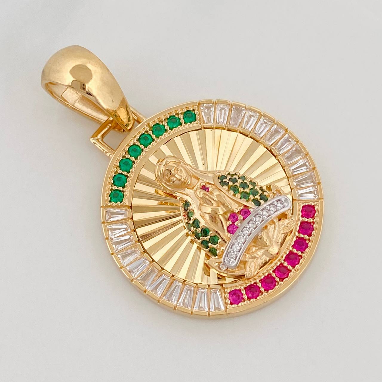 Dije Virgen Guadalupe 7g / 3.5cm Dos Oros Amarillo Blanco 18K