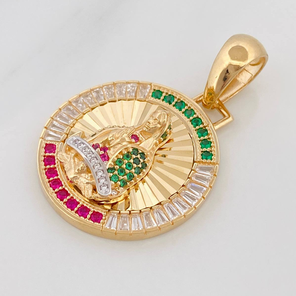 Dije Virgen Guadalupe 7g / 3.5cm Dos Oros Amarillo Blanco 18K