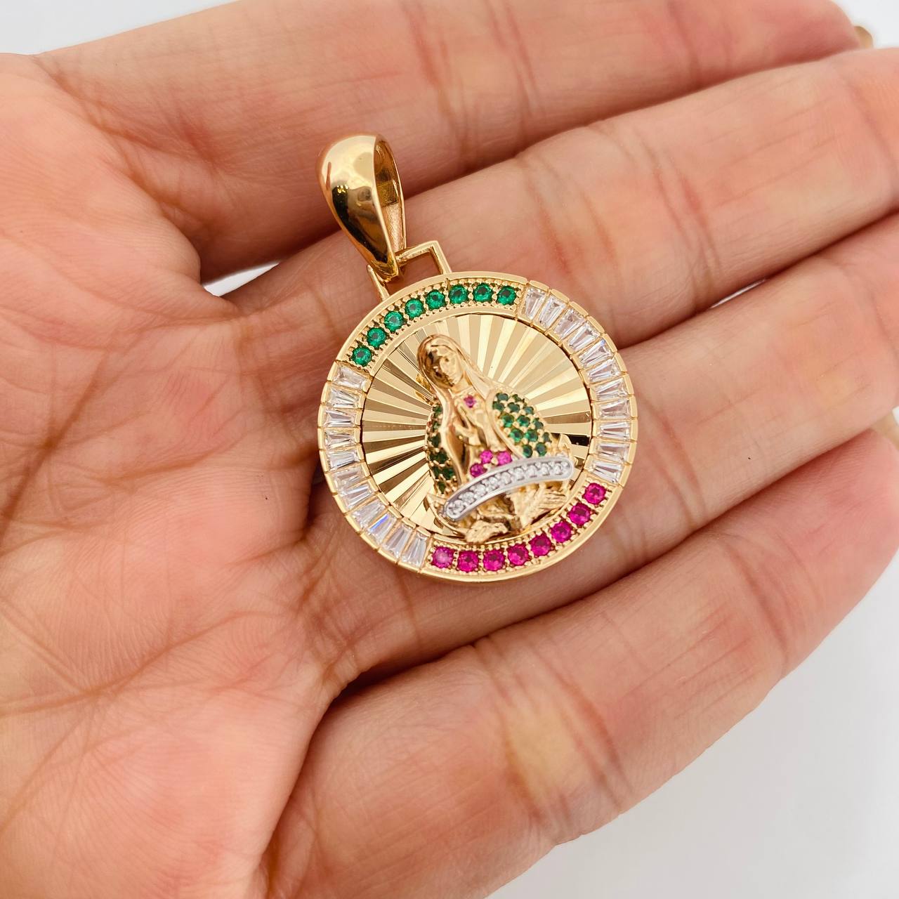 Dije Virgen Guadalupe 7g / 3.5cm Dos Oros Amarillo Blanco 18K