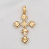 Dije Cruz Trébol 4.95g / 4.9cm Dos Oros Amarillo Blanco 18K