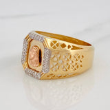 Anillo Rostro Cristo 8.15g / T9 3/4 Tres Oros 18K