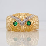 Anillo Búho 5.25g / T8 3/4 Dos Oros Amarillo Blanco 18K