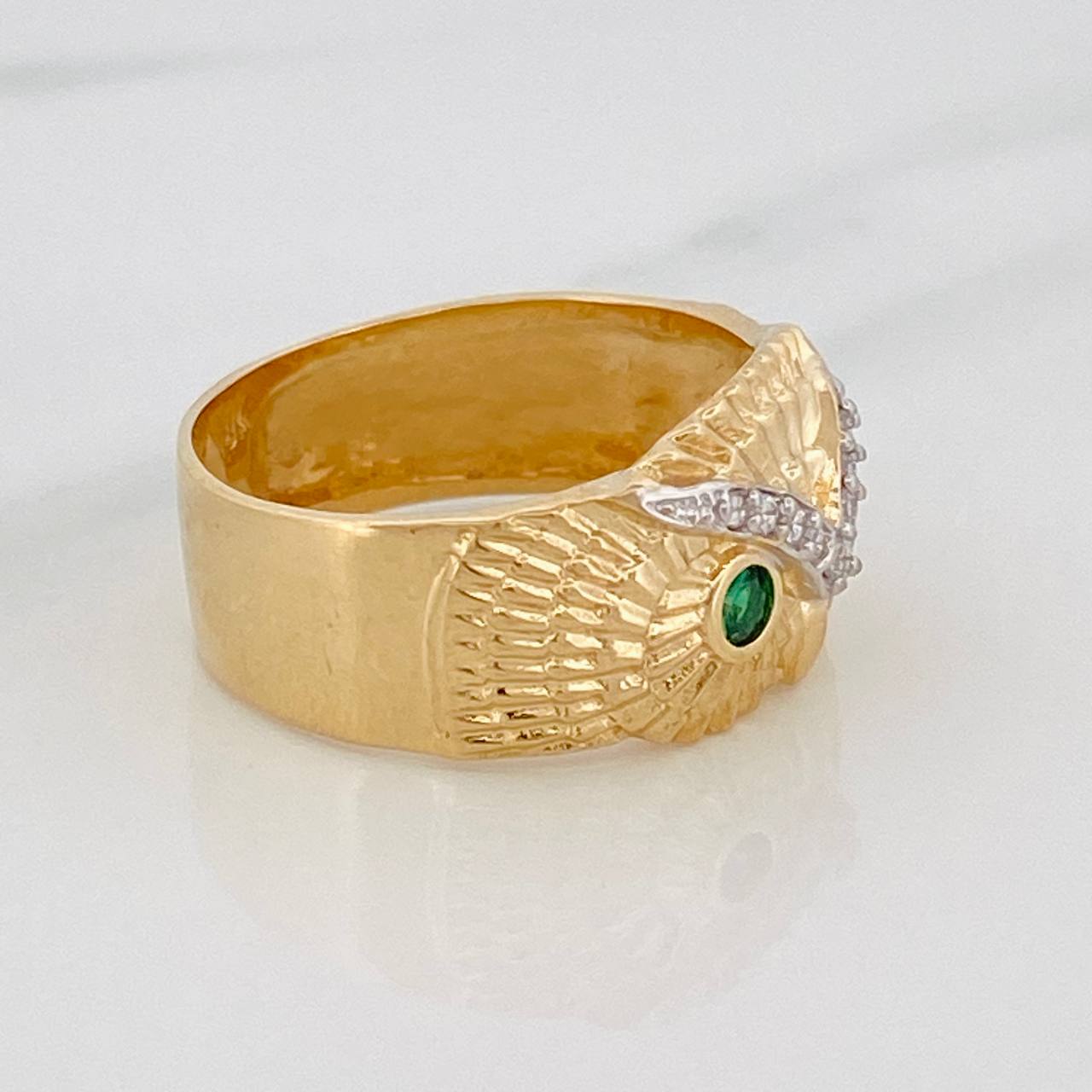 Anillo Búho 5.25g / T8 3/4 Dos Oros Amarillo Blanco 18K
