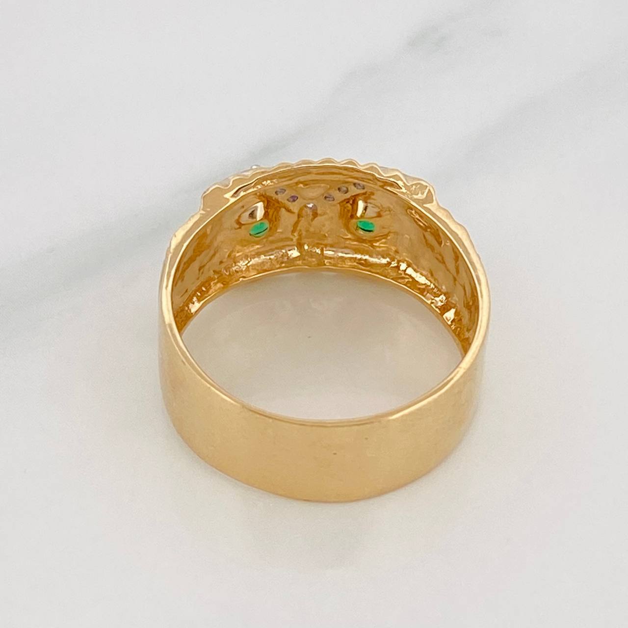 Anillo Búho 5.25g / T8 3/4 Dos Oros Amarillo Blanco 18K