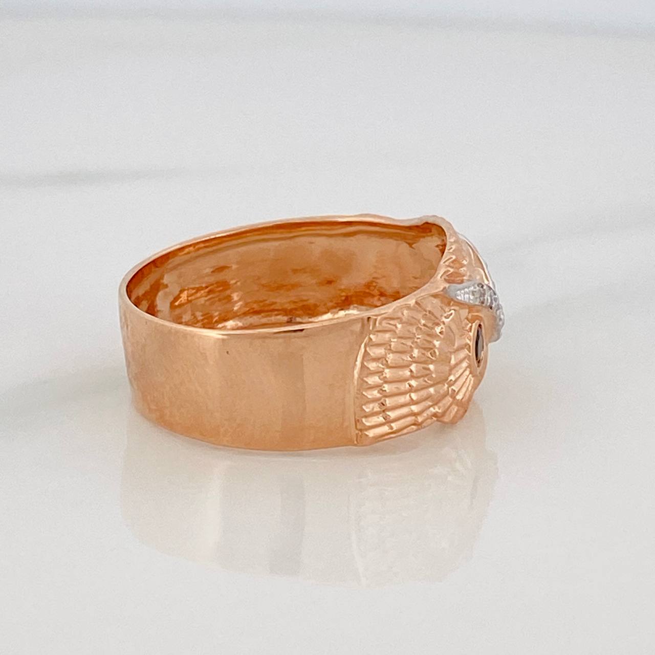 Anillo Búho 4.4g / T9 3/4 Dos Oros Blanco Rosa 18K