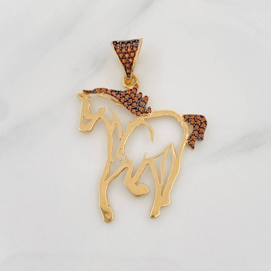 Dije Caballo 2.8g / 4cm Dos Oros Negro Amarillo 18K