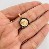 Dije Corona 2.25g / 2.05cm Dos Oros Negro Amarillo 18K