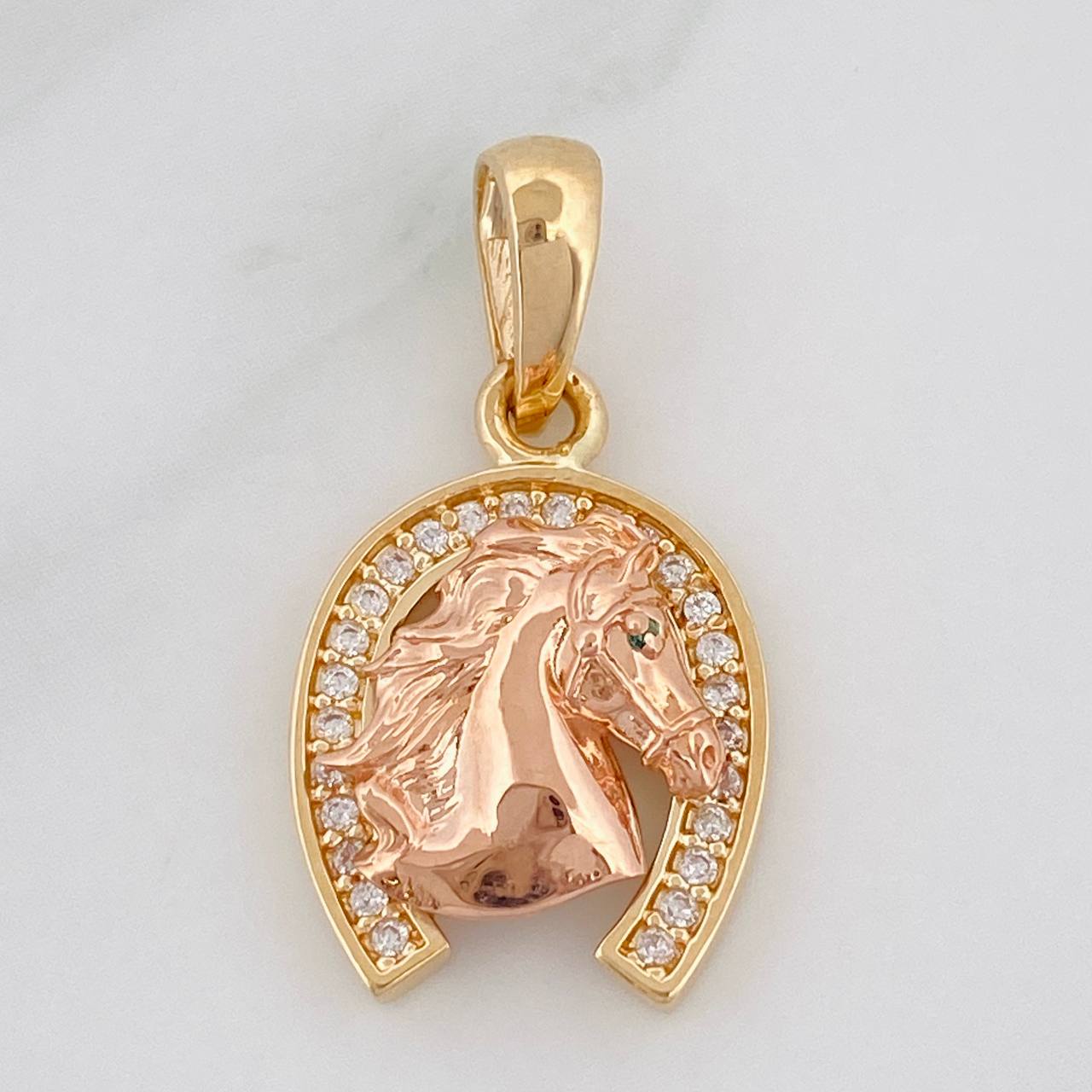Dije Herradura Caballo 2.55g / 2.05cm Dos Oros Amarillo Rosa 18K