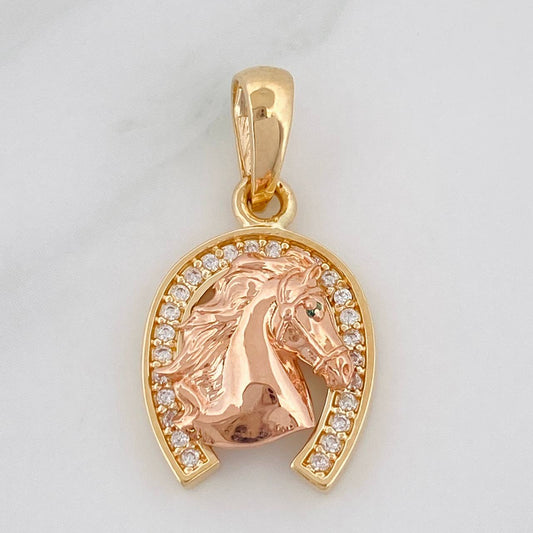 Dije Herradura Caballo 2.55g / 2.05cm Dos Oros Amarillo Rosa 18K