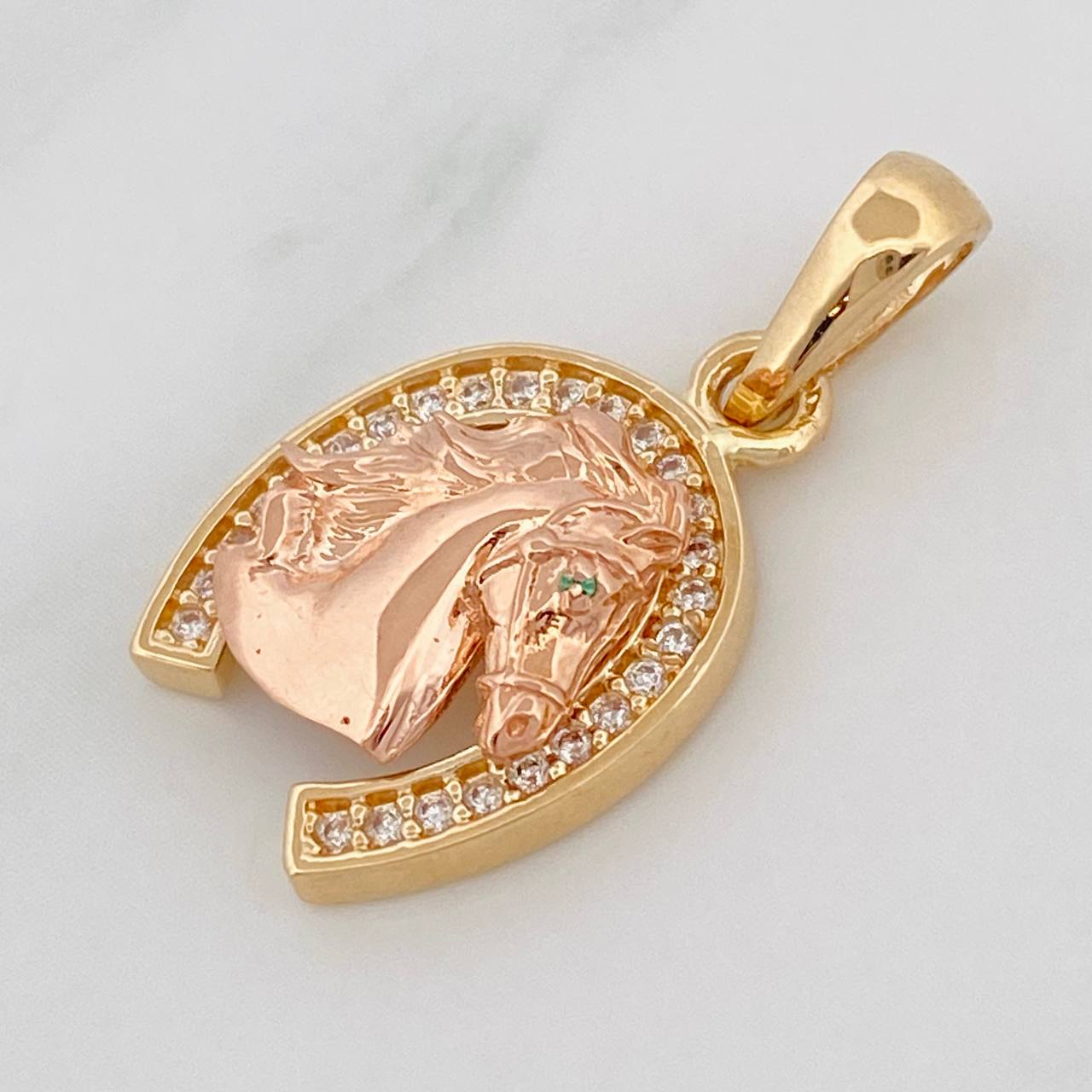 Dije Herradura Caballo 2.55g / 2.05cm Dos Oros Amarillo Rosa 18K