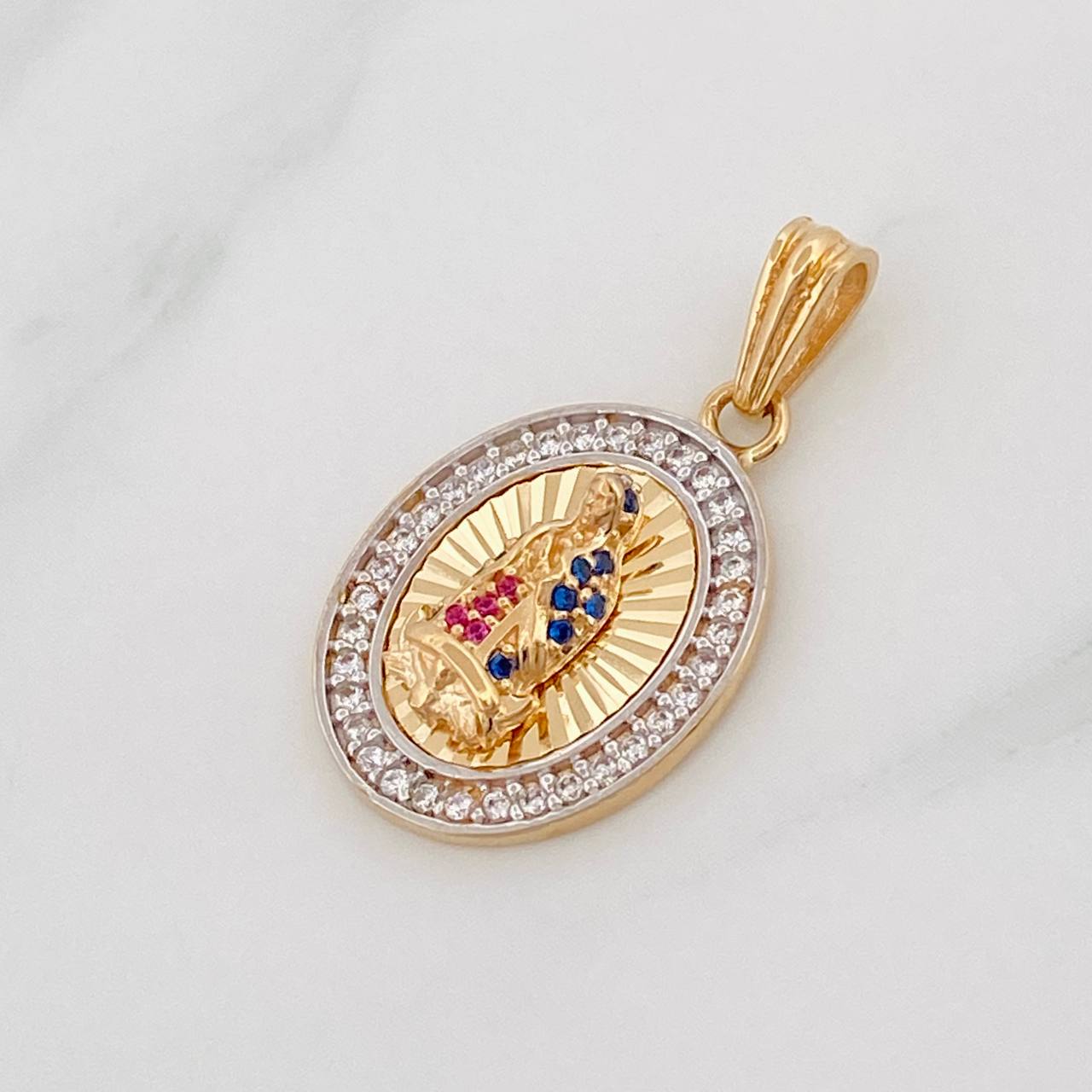 Dije Virgen de Guadalupe 2.75g / 2.05cm Dos Oros Amarillo Blanco 18K