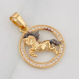 Dije Caballo 1.5g / 2.05cm Dos Oros Negro Amarillo 18K