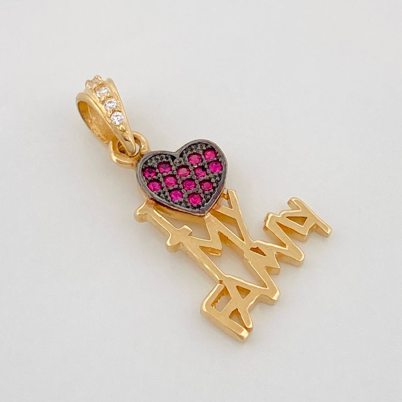 Dije Family Corazon 1.55g / 2cm Dos Oros Negro Amarillo 18K