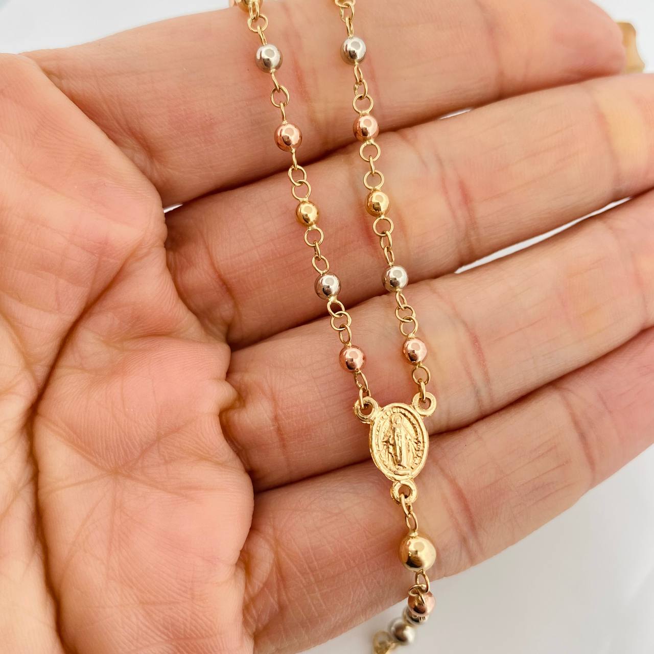 Rosario Virgen Milagrosa 6.25g / 50.05cm / 3.7mm Tres Oros 18K