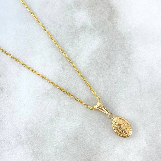 Cadena Lazo 0.95 / 50cm + Dije Virgen Guadalupe 0.45cm / 1.8cm Oro Amarillo (Oferta) *