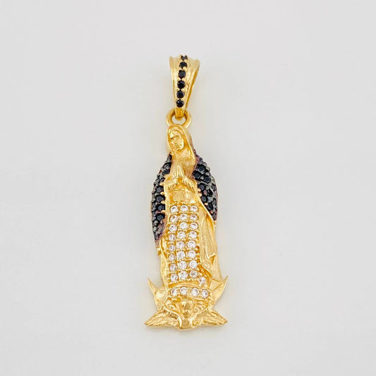 Dije Virgen de Guadalupe 3.55g / 3.4cm Dos Oros Negro Amarillo 18K