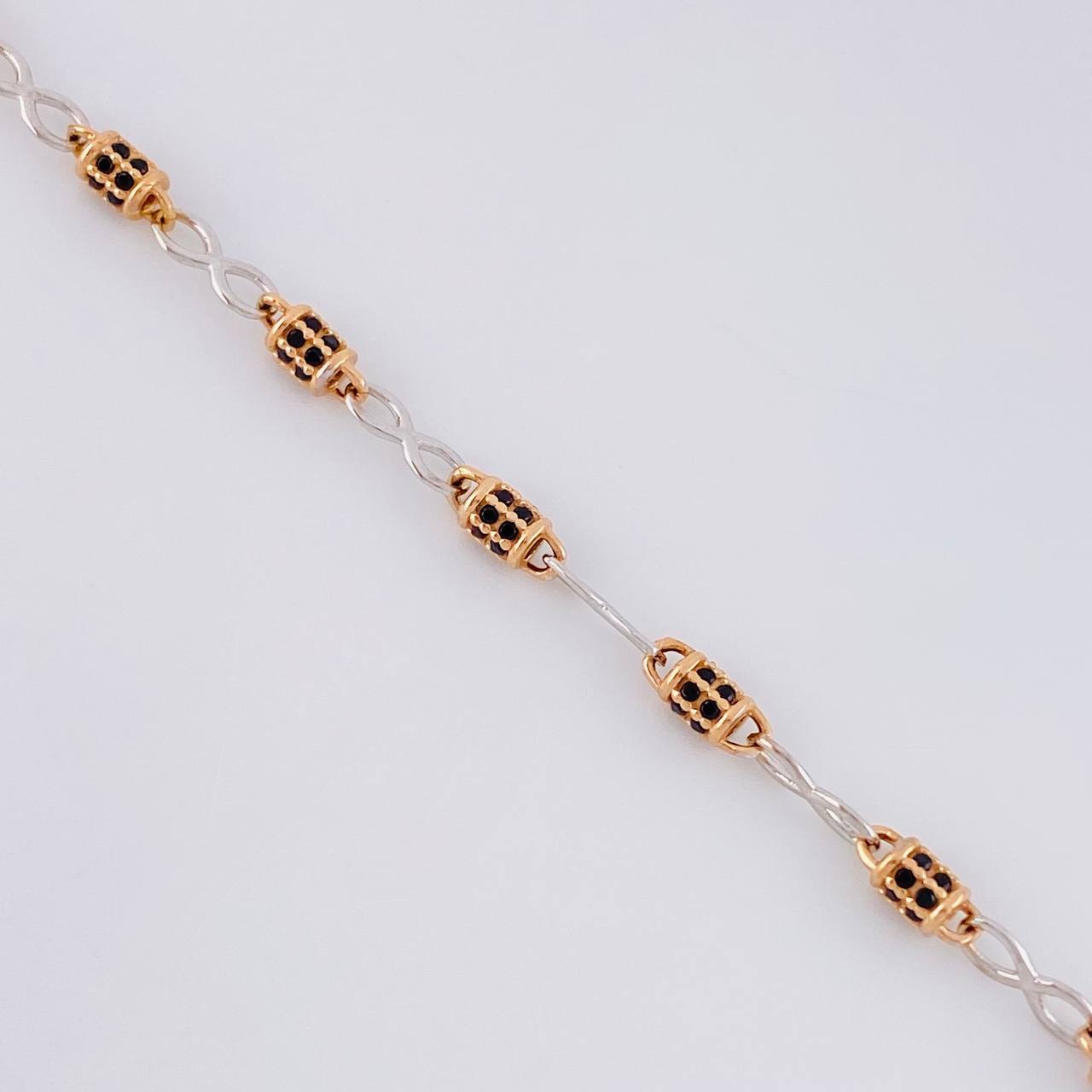Cadena Rustica Infinito Barril 19.2g / 65.2cm / 3.4mm Dos Oros Blanco Rosa 18K